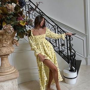 Weworewhat Floral Shirred Empire Dress